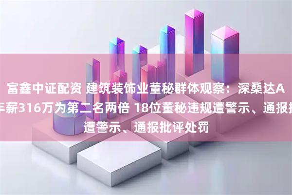 富鑫中证配资 建筑装饰业董秘群体观察：深桑达A李安东年薪316万为第二名两倍 18位董秘违规遭警示、通报批评处罚