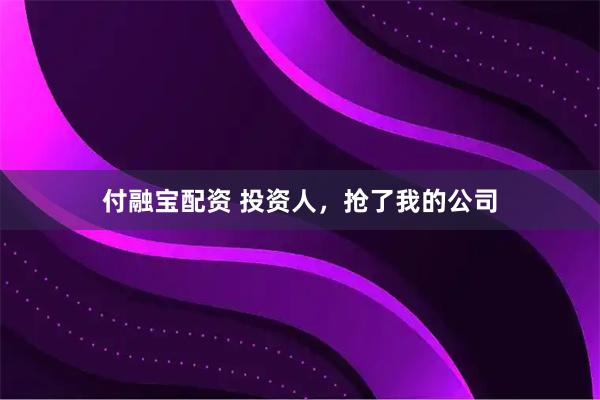 付融宝配资 投资人，抢了我的公司